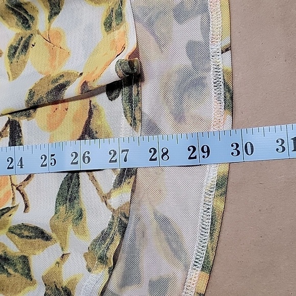 Mishca Size S Lemon / Citrus Babydoll Style Blouse, Sheer, Bell Sleeve, EUC - Picture 11 of 12